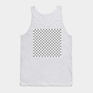 Wonky Checkerboard, White and Grey Tank Top